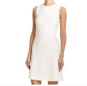 Theory Raneid K White Contextual Textured Sleeveless Shift Dress Size 4